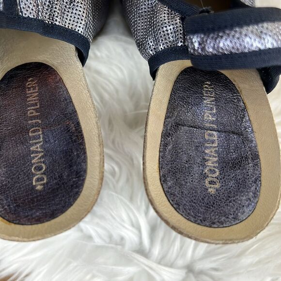 Vintage Donald Pliner Blue Metallic Stretchy Slingback Heels Size 8 - Picture 7 of 11